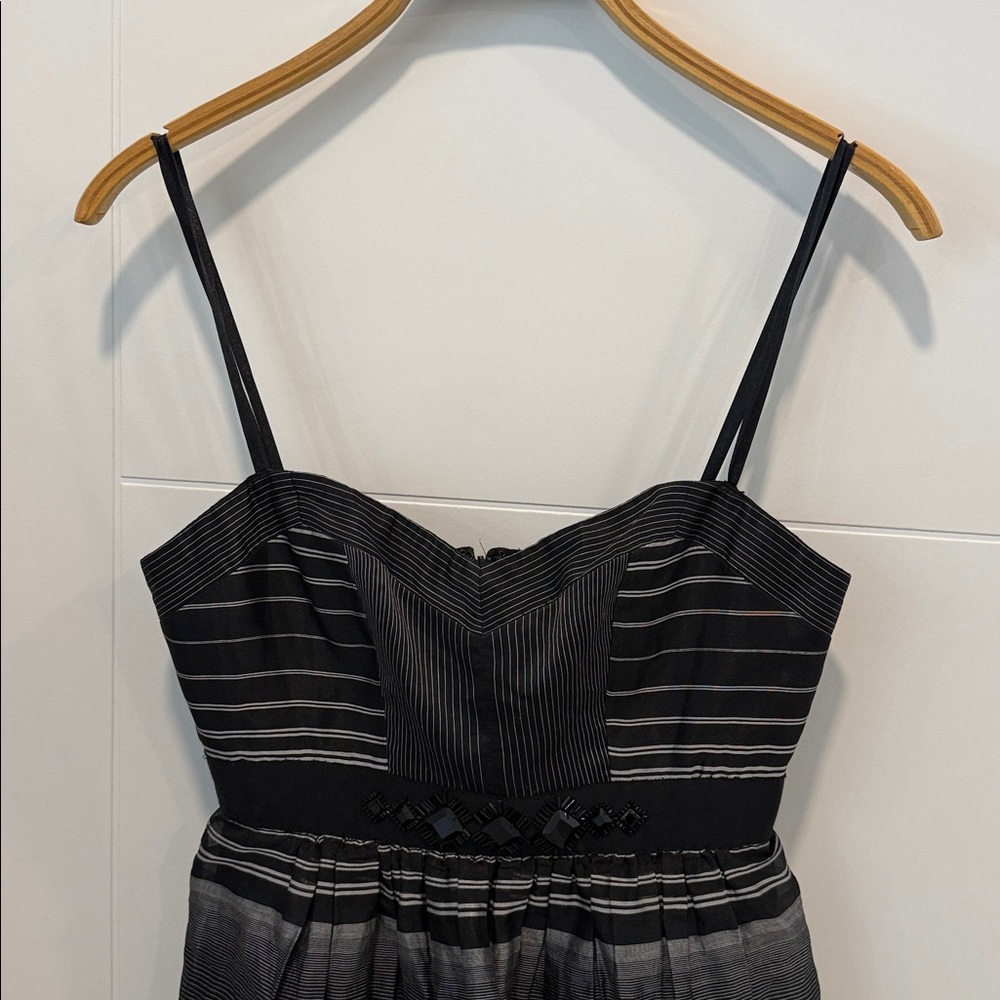 BCBGMaxaria Black Striped Spaghetti‑Strap Dress size 0 - Picture 4 of 9